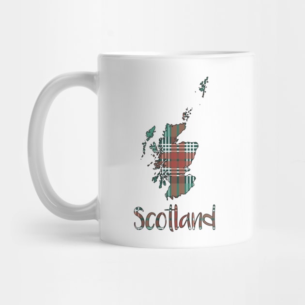 Scotland Christmas Tartan Map Typography Design by MacPean